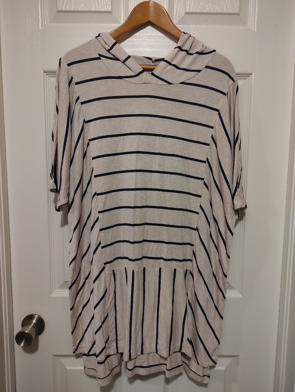 Chico's Cream Tunic with Black Stripes